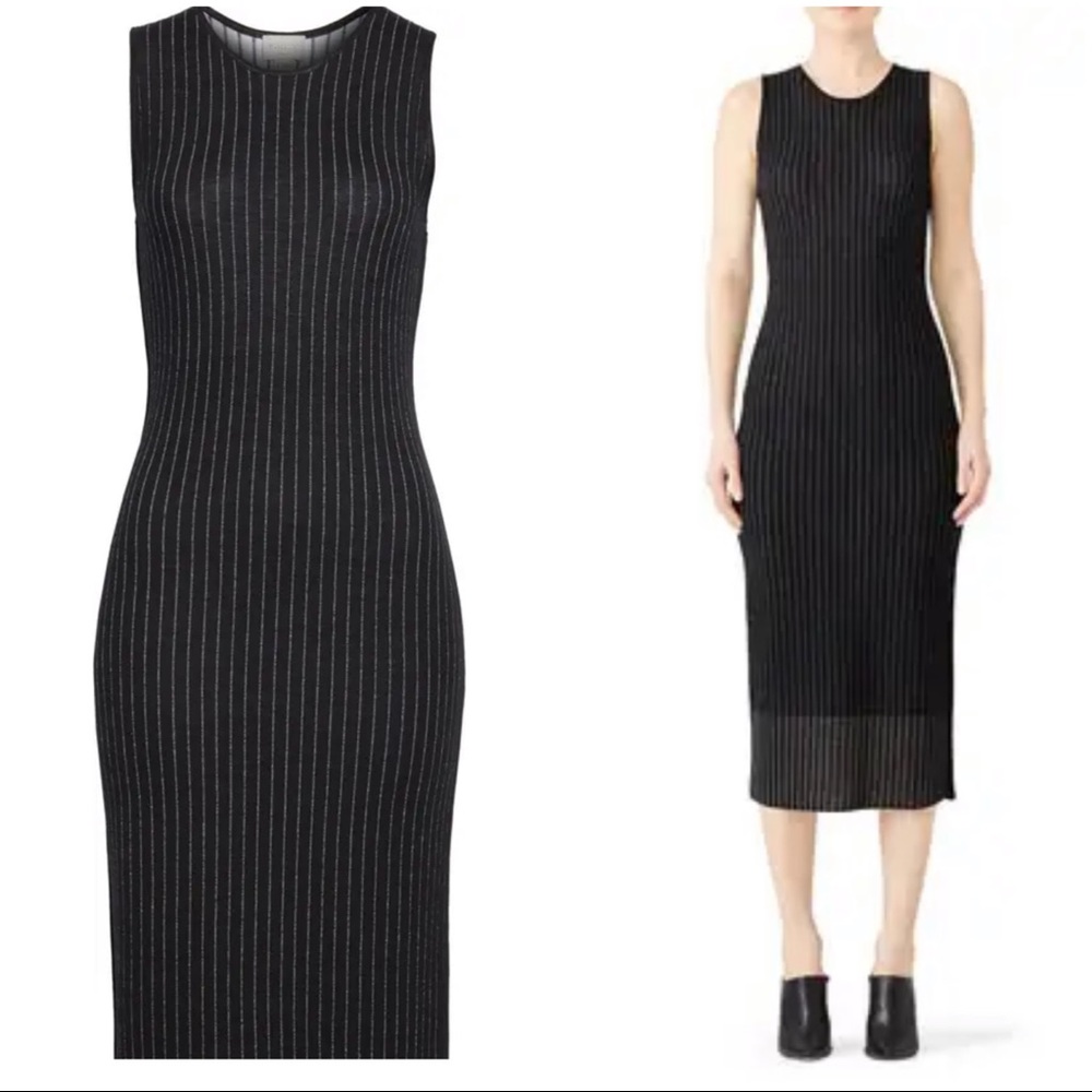 GREY Jason Wu Pinstripe merino Wool Knit Sleeveless midi Dress